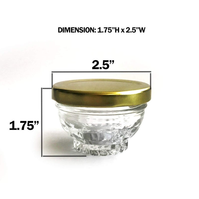 Caviar Line Small Mini Glass Jars With Tin Lids - 24 pack x 1.75 oz â€“ All Purpose Empty Storage Jars - Image 3